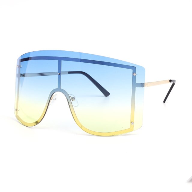 blue-yellow -oversized Luxury sunglasses.