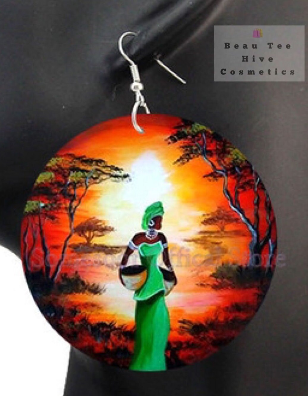 Gorgeous African Woman Sunset Earrings: Double-Sided Designs