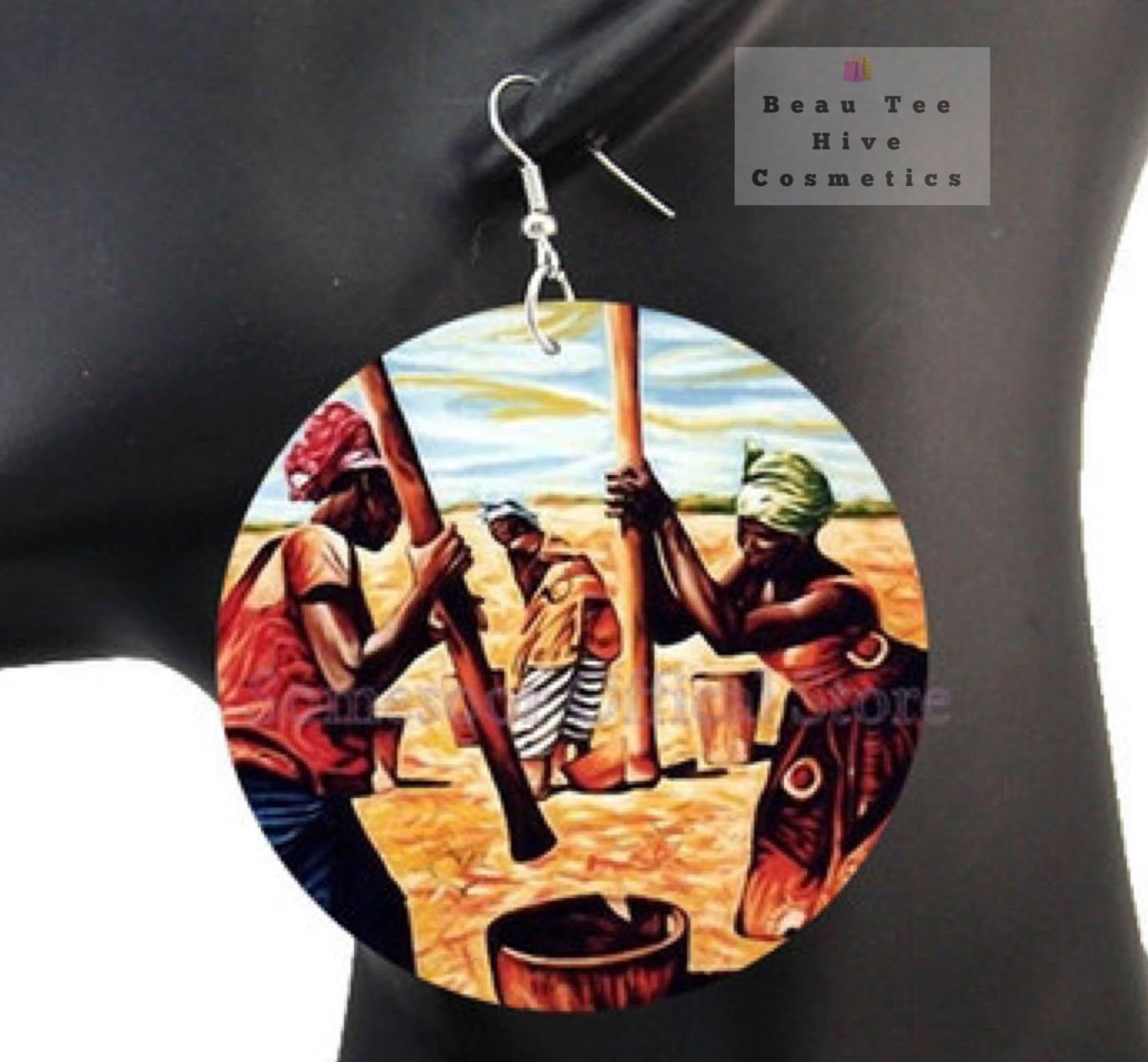 Gorgeous African Woman Sunset Earrings: Double-Sided Designs