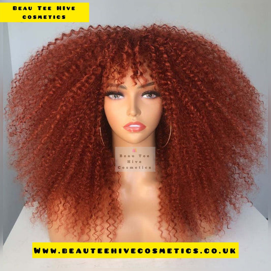 High Quality Heat Resistant Curly Synthetic -Red Wig 18 inches -with fringe. colour 350r