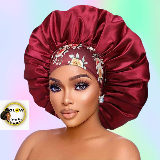 BURGUNDY Large satin bonnet  Haircare Comfort