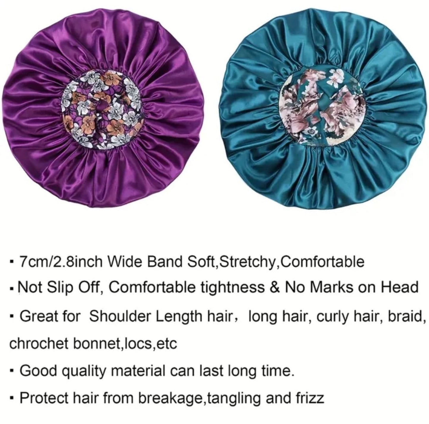 BLACK Large satin bonnet  Haircare Comfort