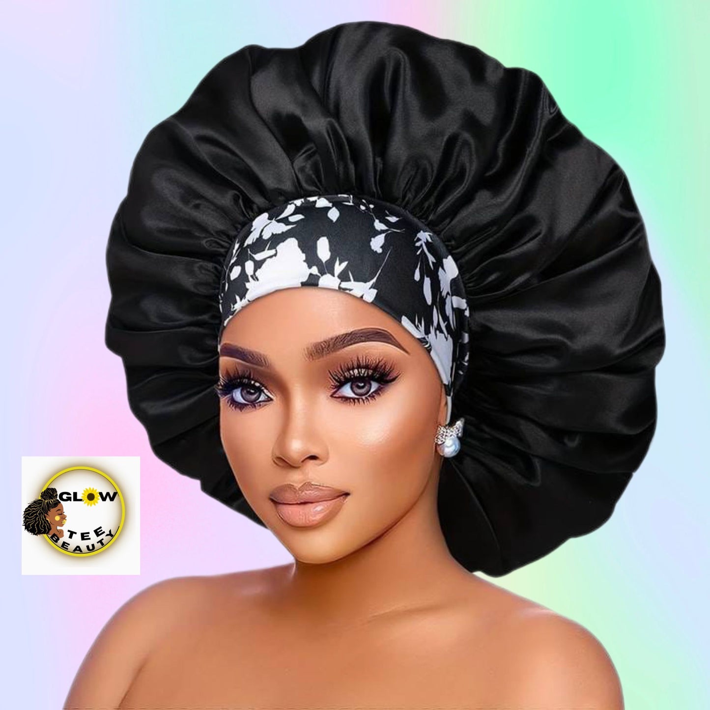 BLACK Large satin bonnet  Haircare Comfort